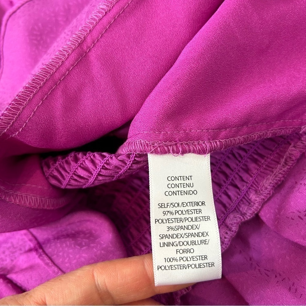 WAYF Blouse Large pink ruffle Sweetheart notch peplum Puff Sleeve Top NWT - Picture 8 of 14